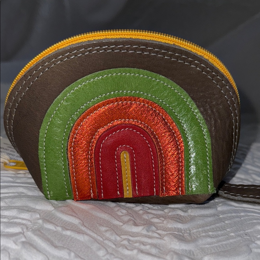 Vicki Jean Leather Rainbow Wristlet NWT